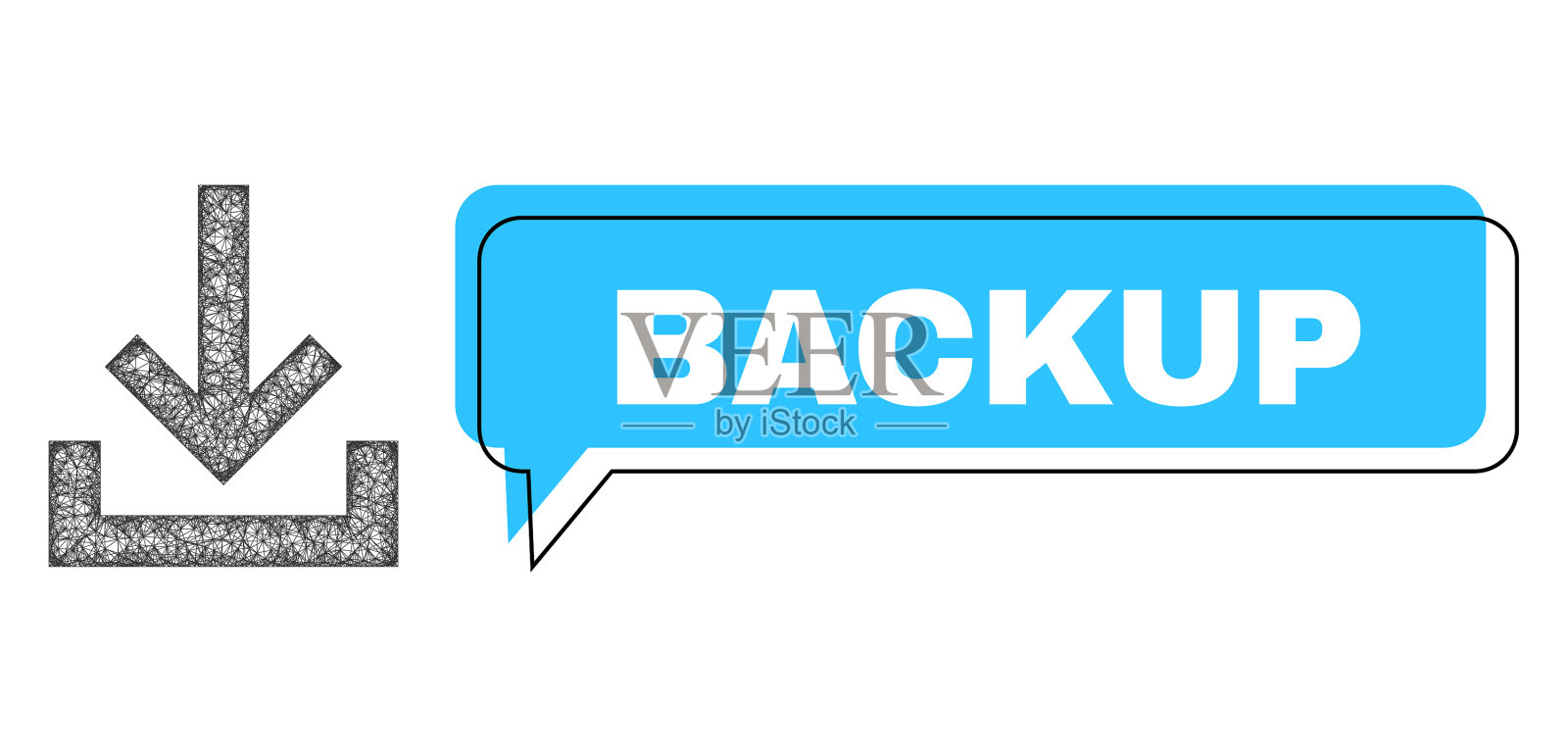 错误的备份聊天框和线性收件箱图标插画图片素材