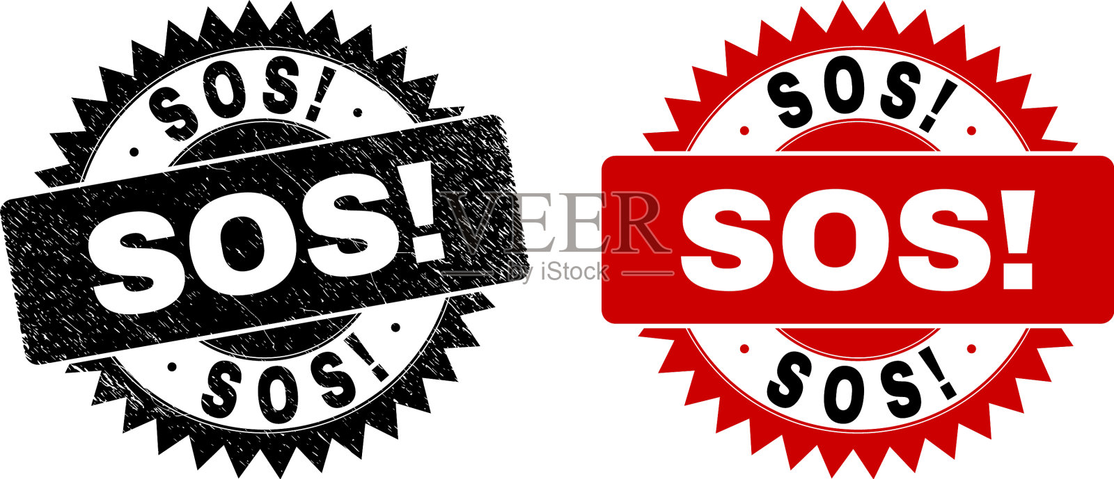 SOS令人兴奋的黑色玫瑰邮票与垃圾摇滚设计元素图片