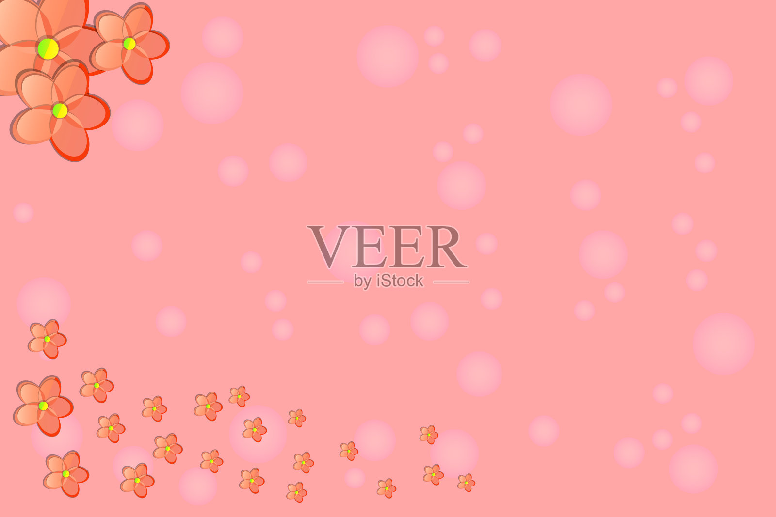 贺卡背景与复制空间。粉红色背景纸花。插画图片素材