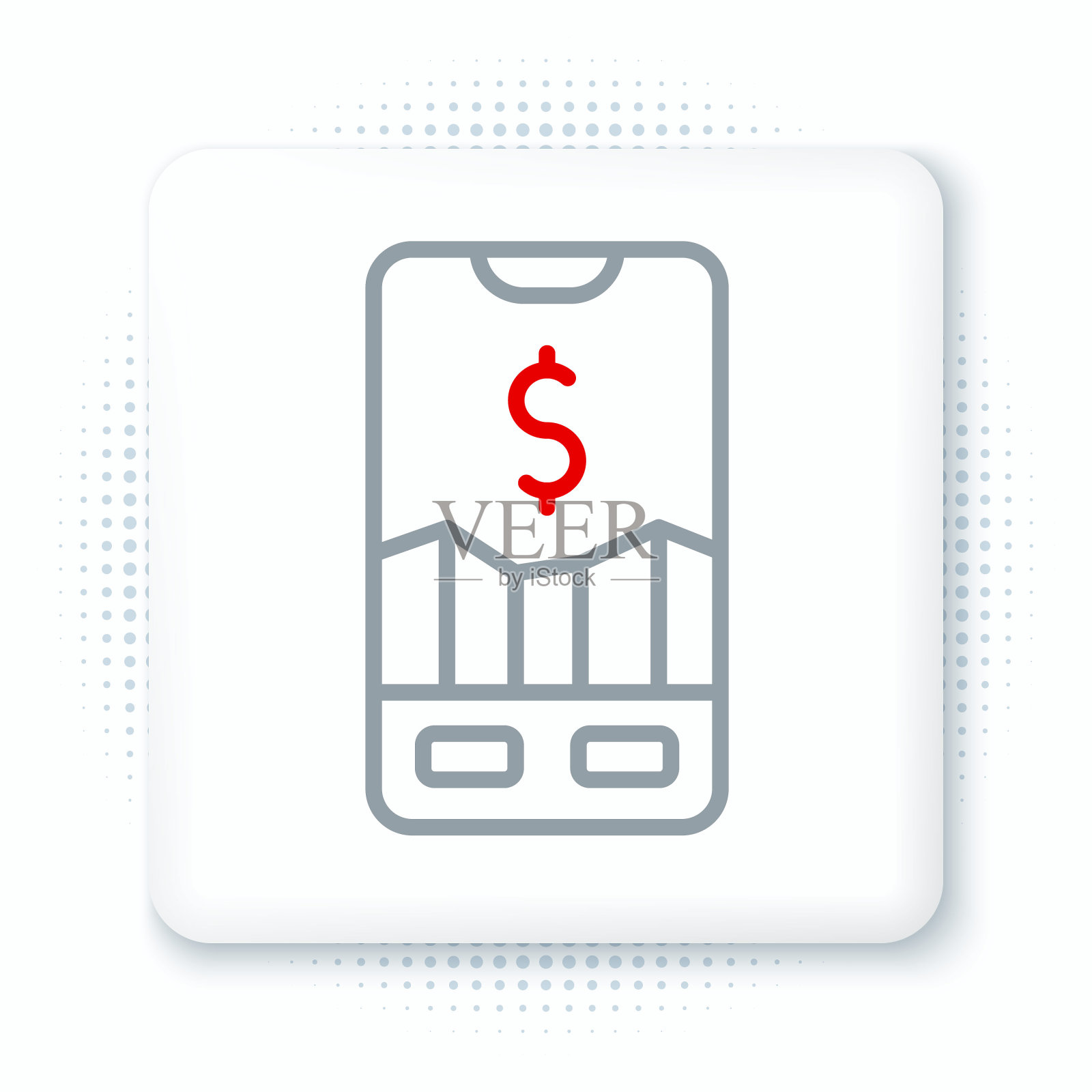 Line Mobile股票交易概念图标孤立在白色背景上。网上交易，股票市场分析，商业和投资。色彩斑斓的轮廓的概念。向量图标素材