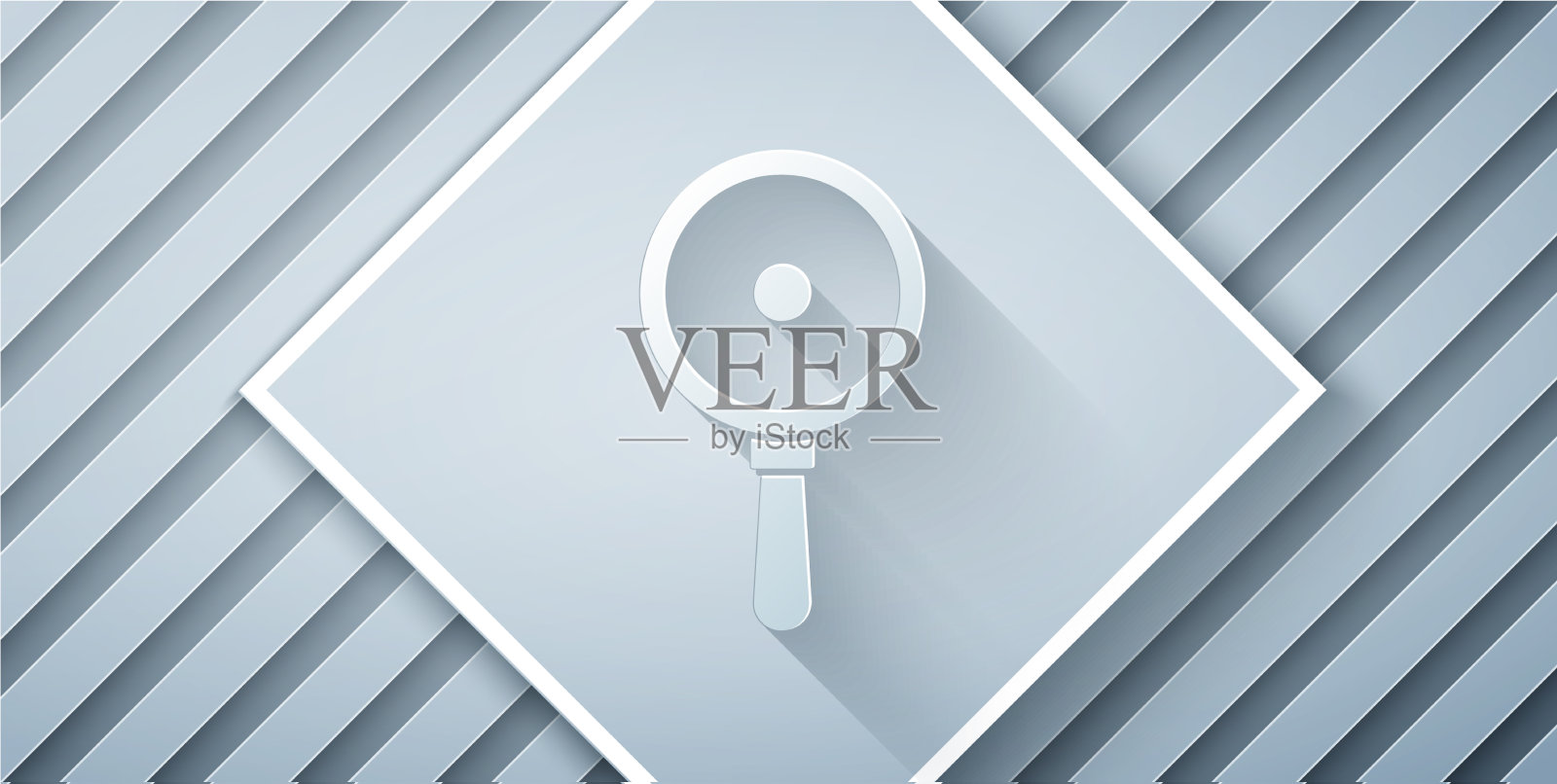 纸切煎锅图标孤立在灰色插画图片素材