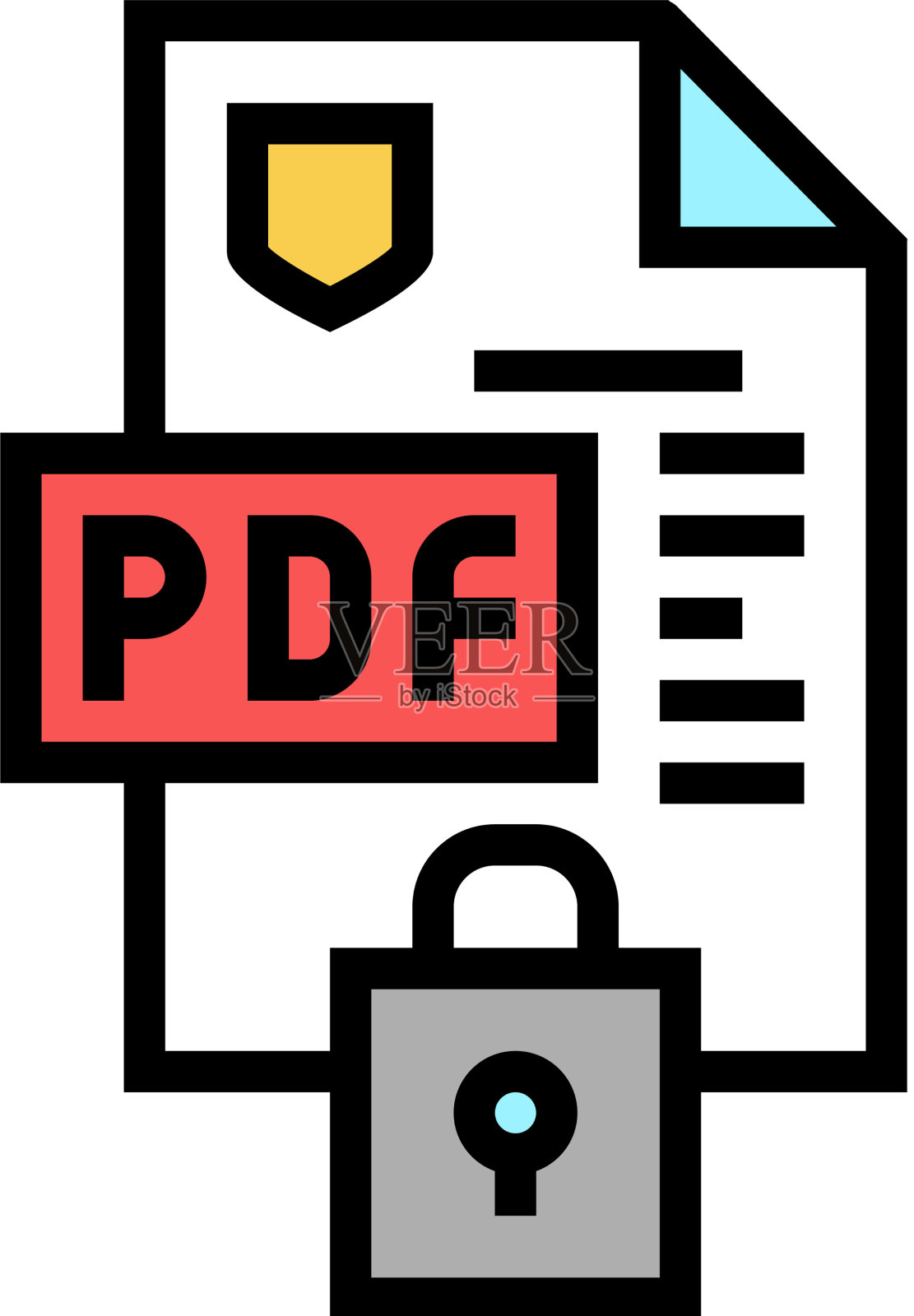 锁定和保护PDF文件颜色图标设计元素图片