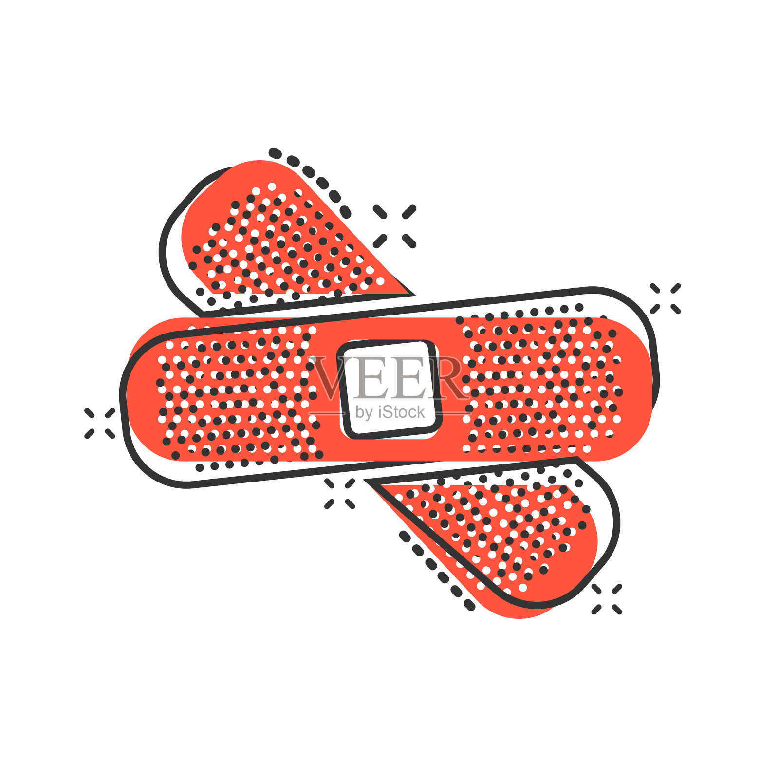 绷带图标在漫画风格石膏卡通上插画图片素材