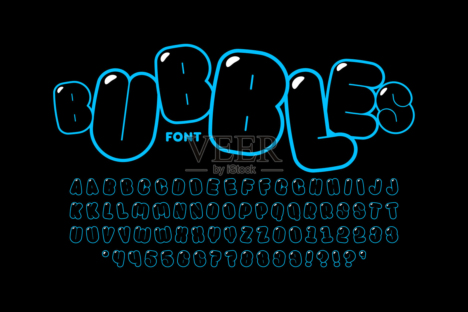 泡泡式字体设计插画图片素材