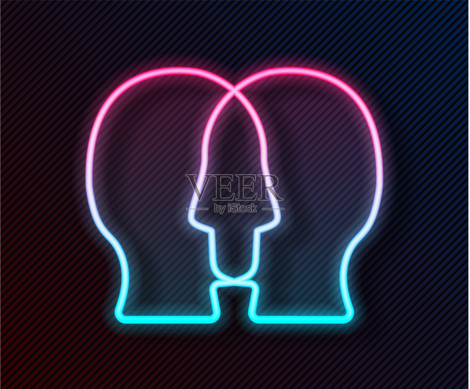 发光霓虹线双相障碍图标孤立插画图片素材