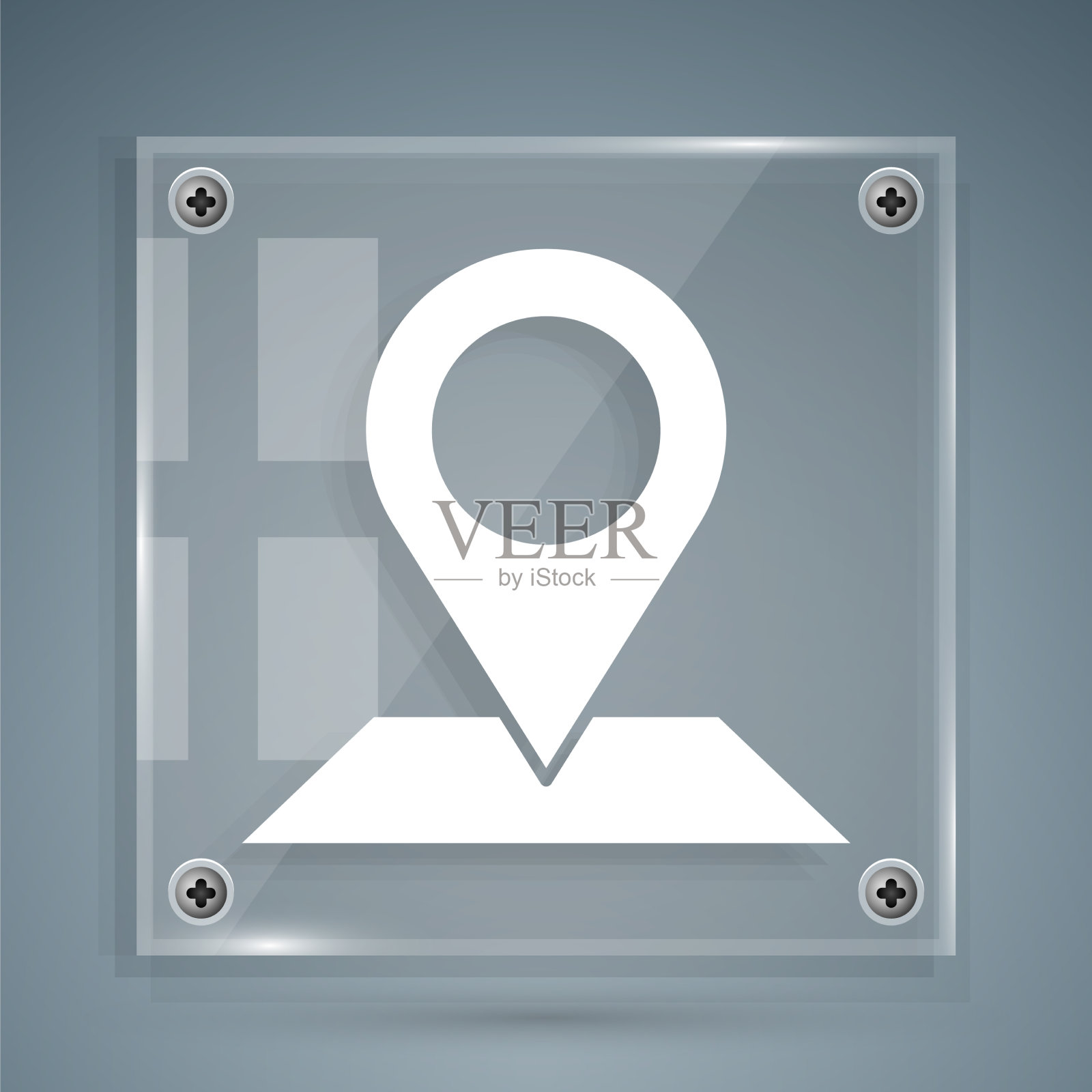 白色地图引脚图标孤立在灰色背景图标素材