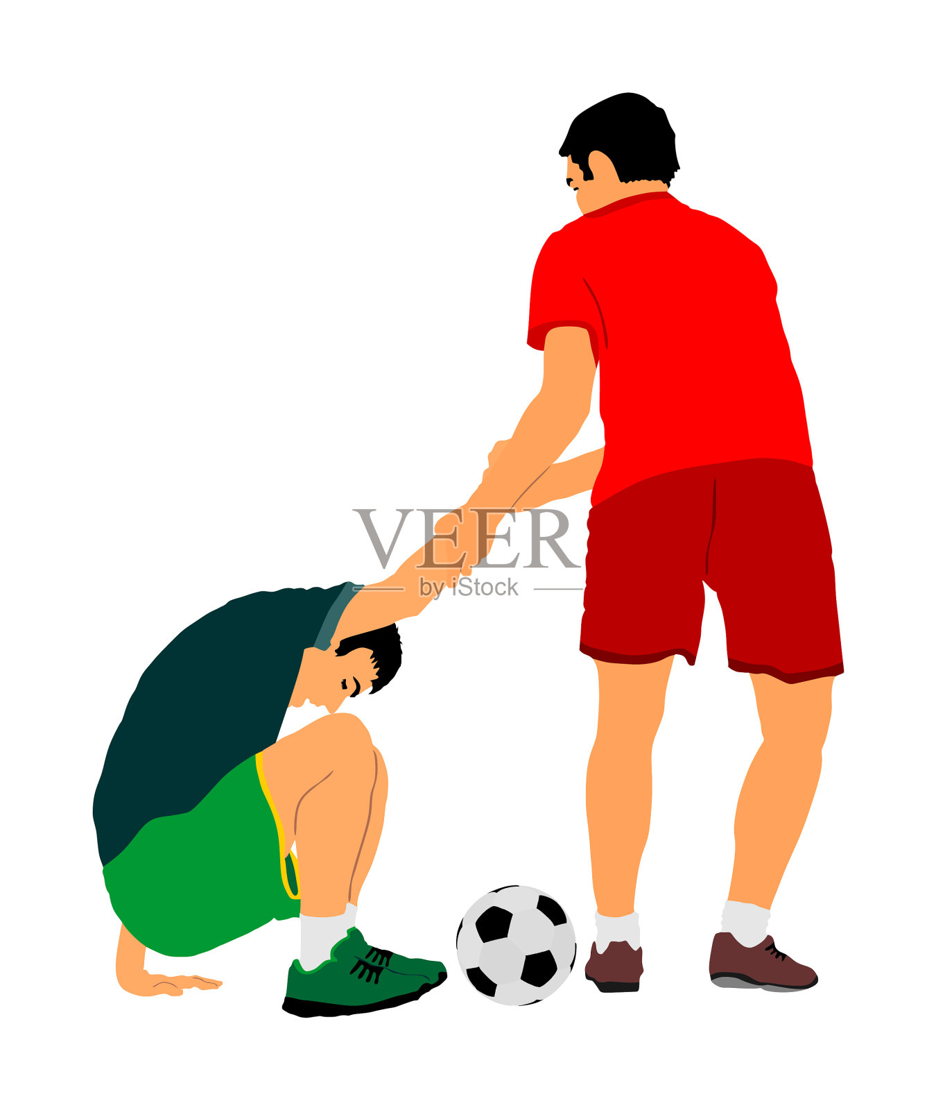 足球运动员犯规的情况和帮助插画图片素材