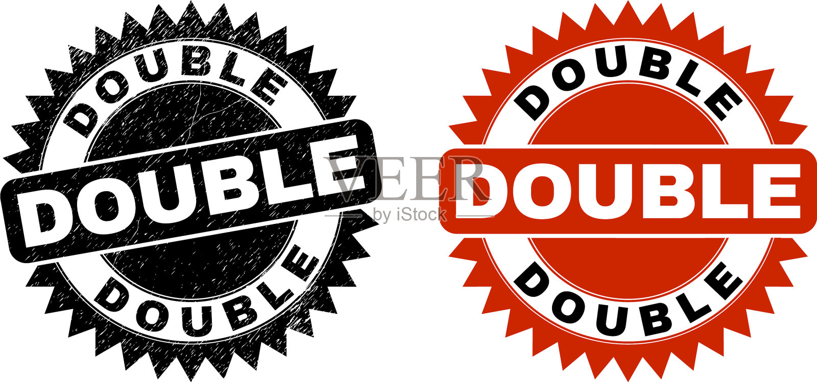 双黑色玫瑰形印章与橡胶表面插画图片素材