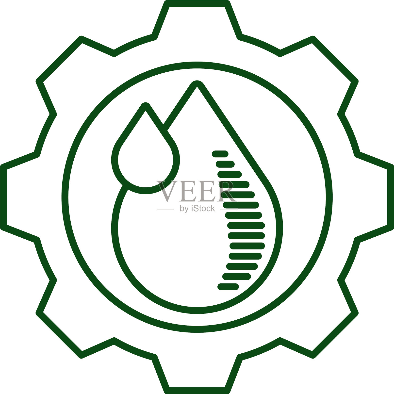 水滴在齿轮生态线图标图标素材