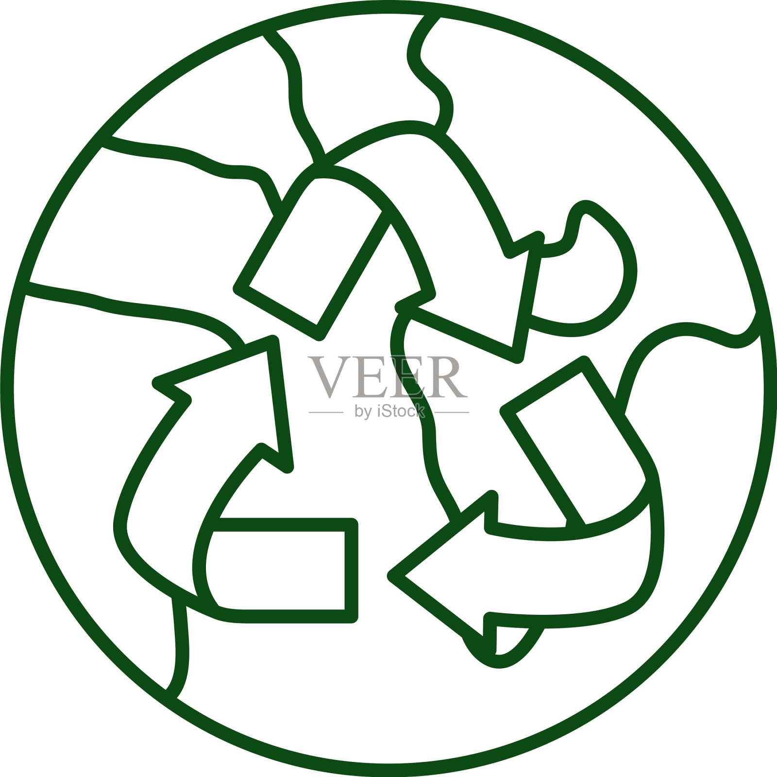 世界行星地球与箭头循环生态图标素材