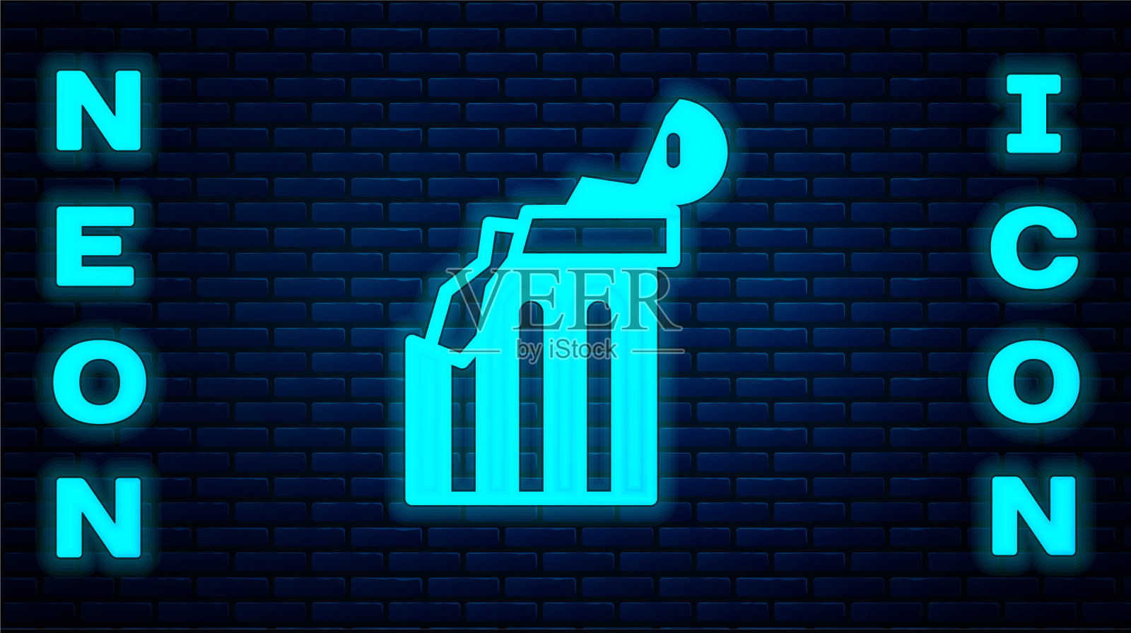 发光的霓虹破碎的古柱图标孤立插画图片素材