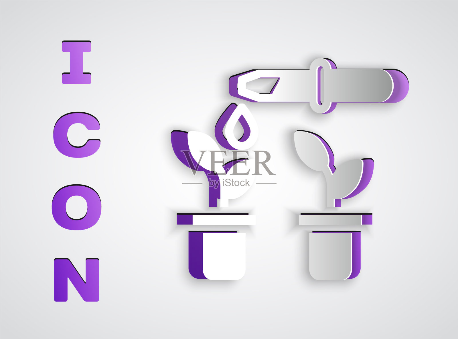 纸剪下水滴，水滴从吸液管上滴下来图标素材