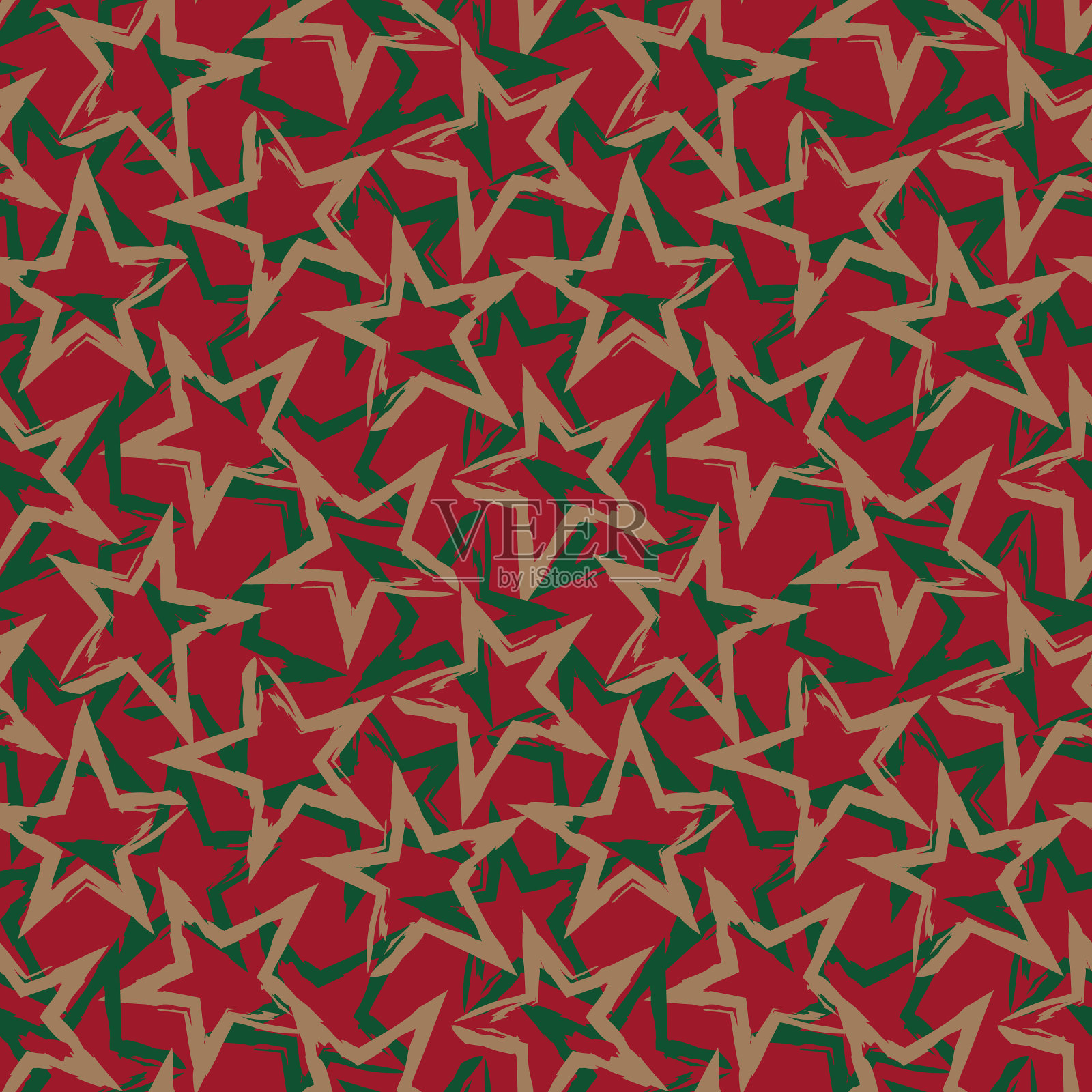 圣诞星星笔画笔画无缝图案插画图片素材