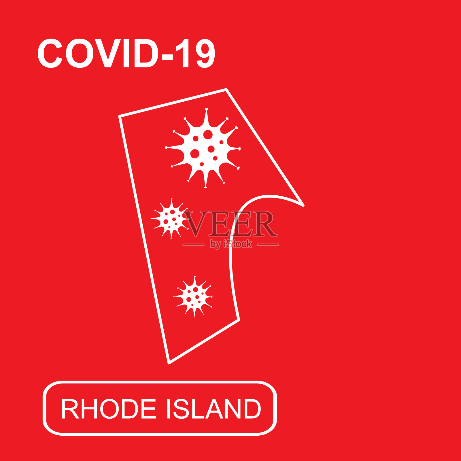 罗德岛州地图用白色标记COVID-19插画图片素材