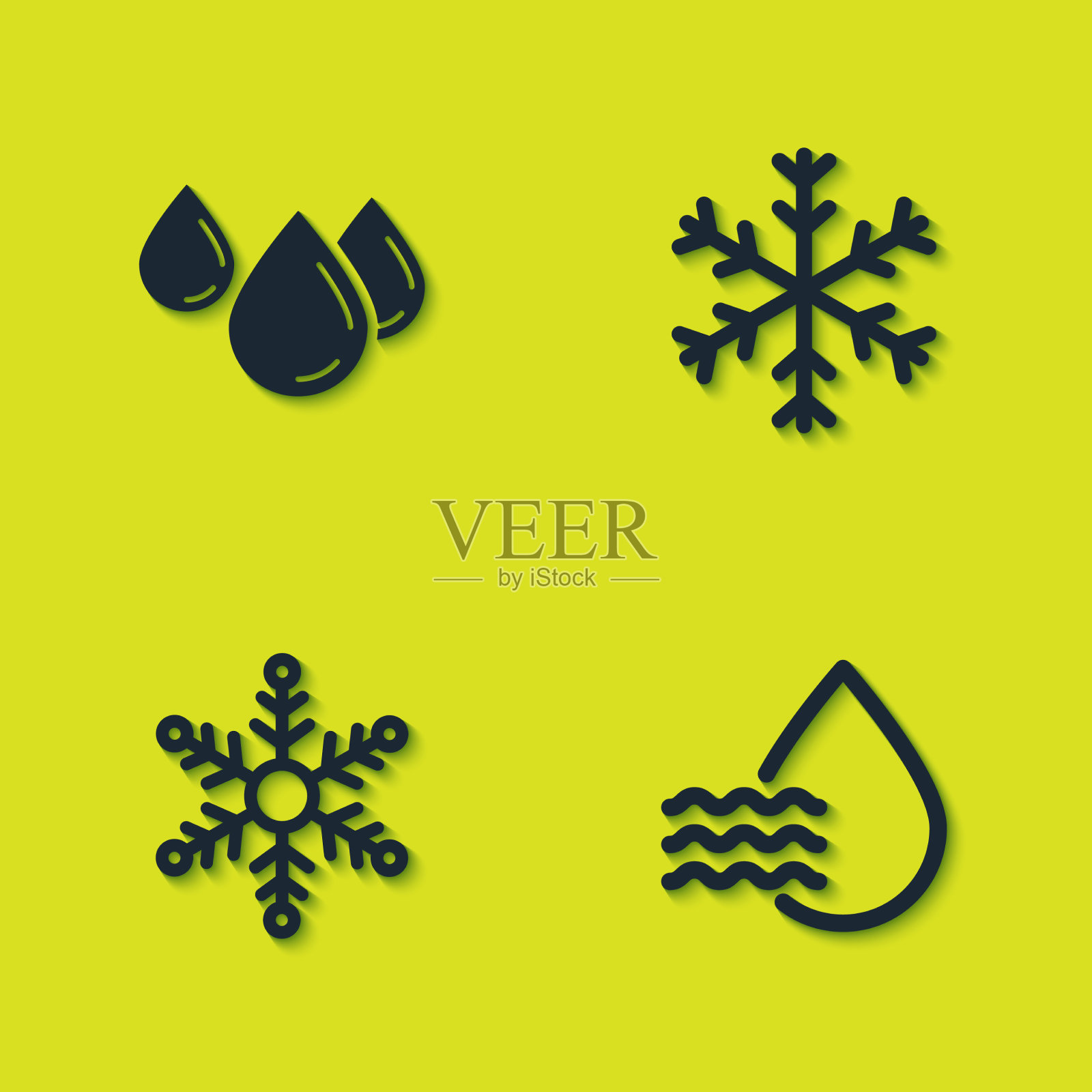 设置水滴百分比，雪花和图标图标素材