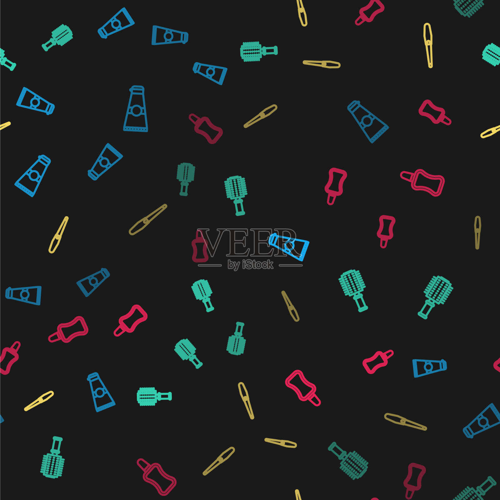 设行洗液、化妆管、发刷、指甲图标素材