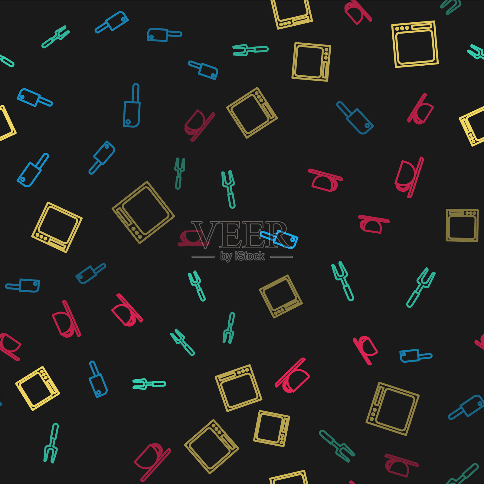 电子烤肉叉设线图标素材