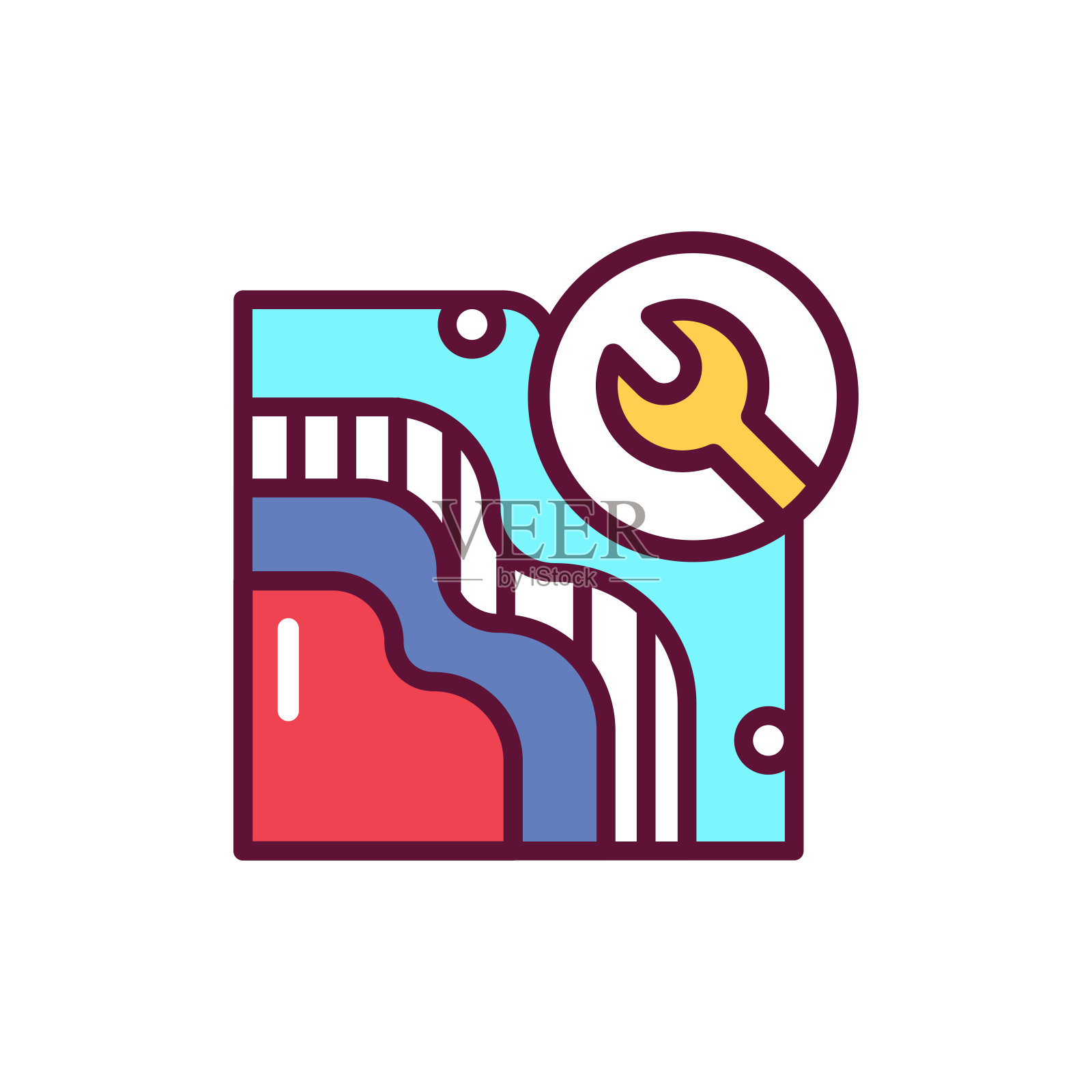 安装房屋绝缘线图标。手巧的人服务。孤立的向量元素。图标素材