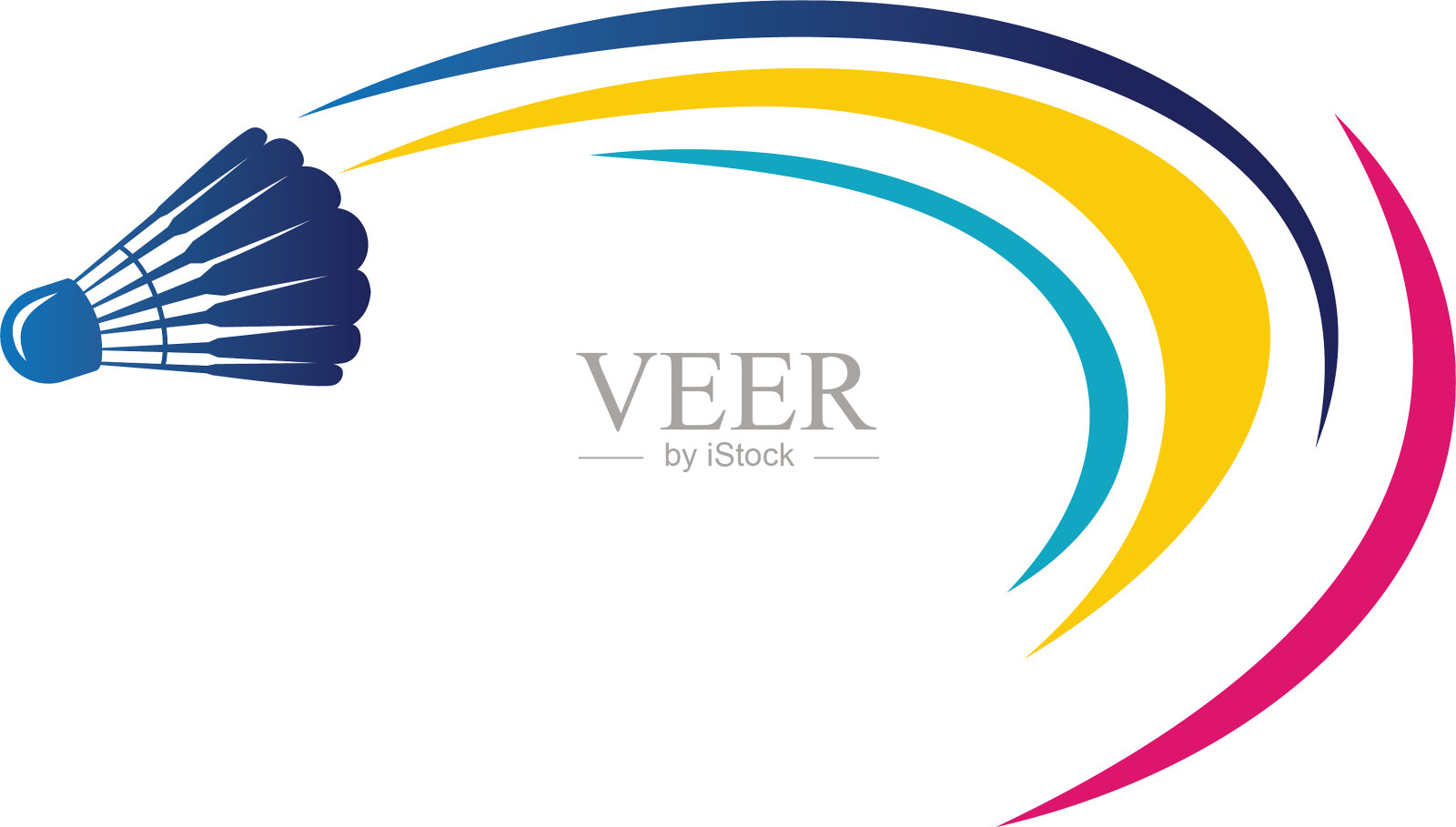 羽毛球图标与抽象的swoosh运动标志插画图片素材