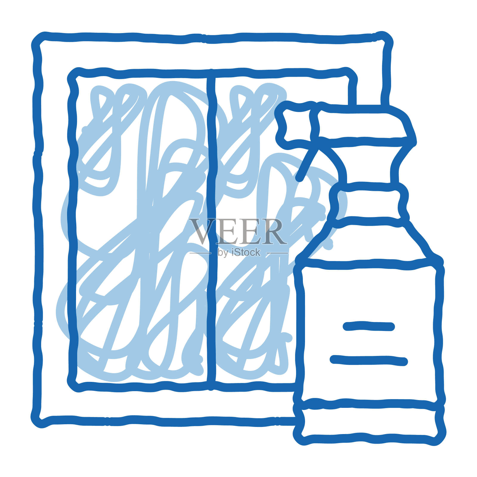 玻璃清洁喷雾涂鸦图标手绘插图插画图片素材