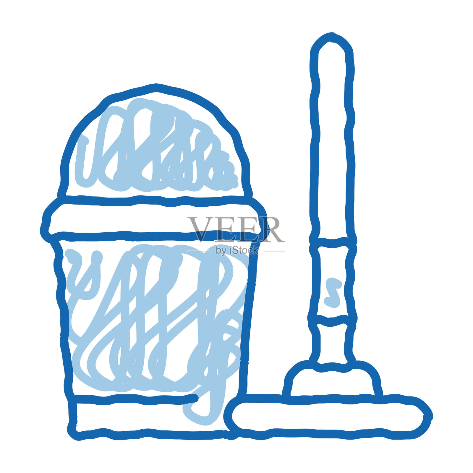 桶和拖把涂鸦图标手绘插图插画图片素材