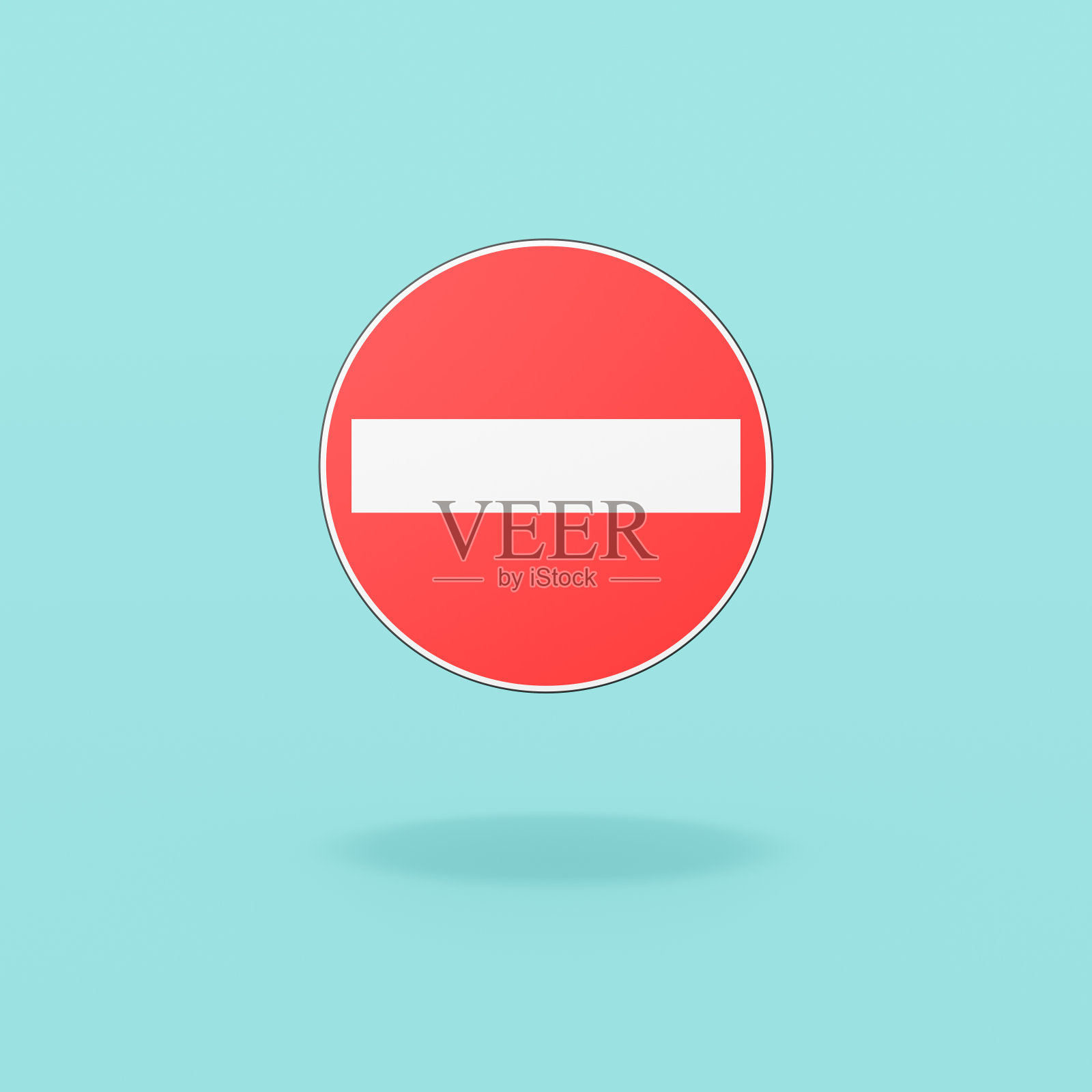 蓝色背景上的禁止通行路标照片摄影图片