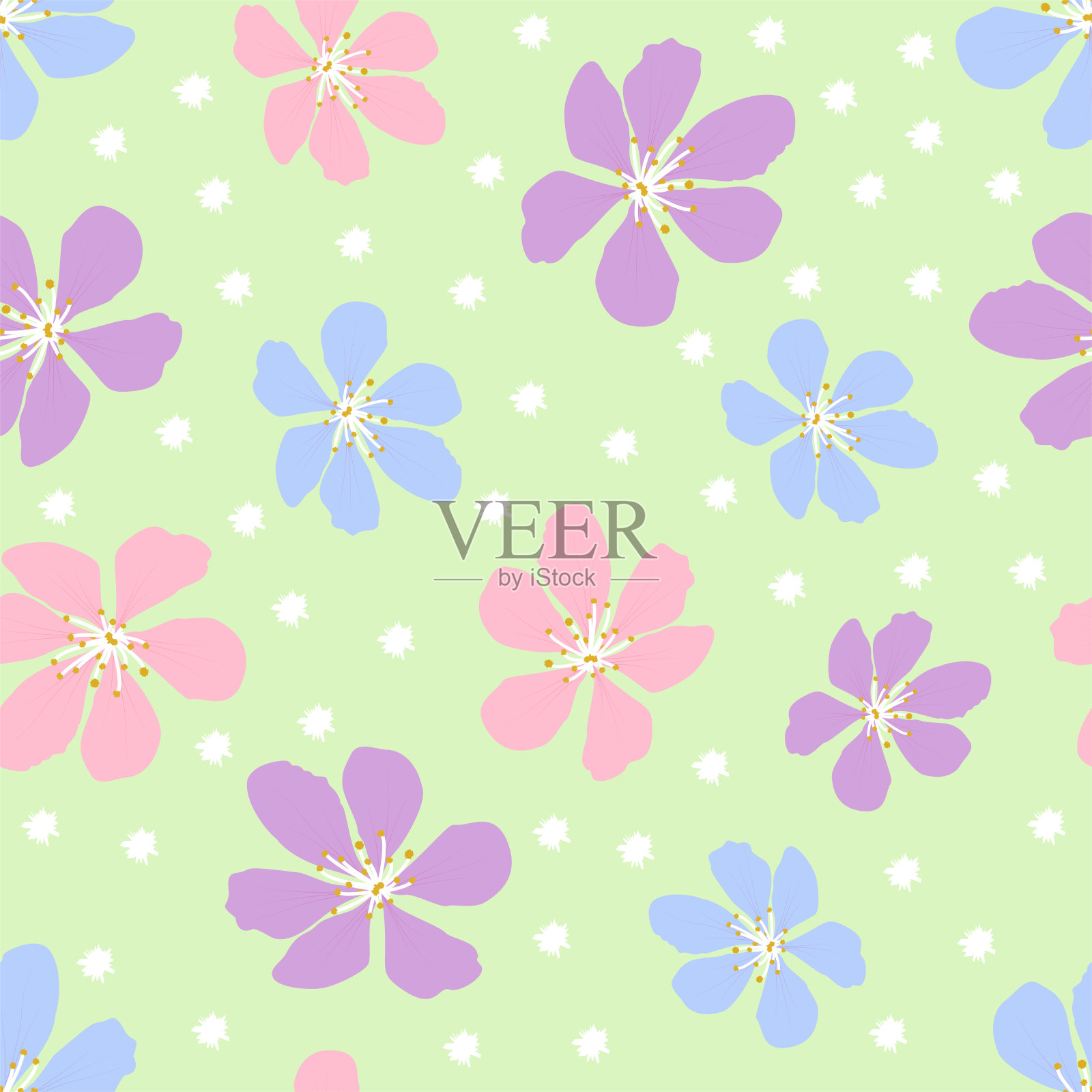 春天的花朵插画图片素材