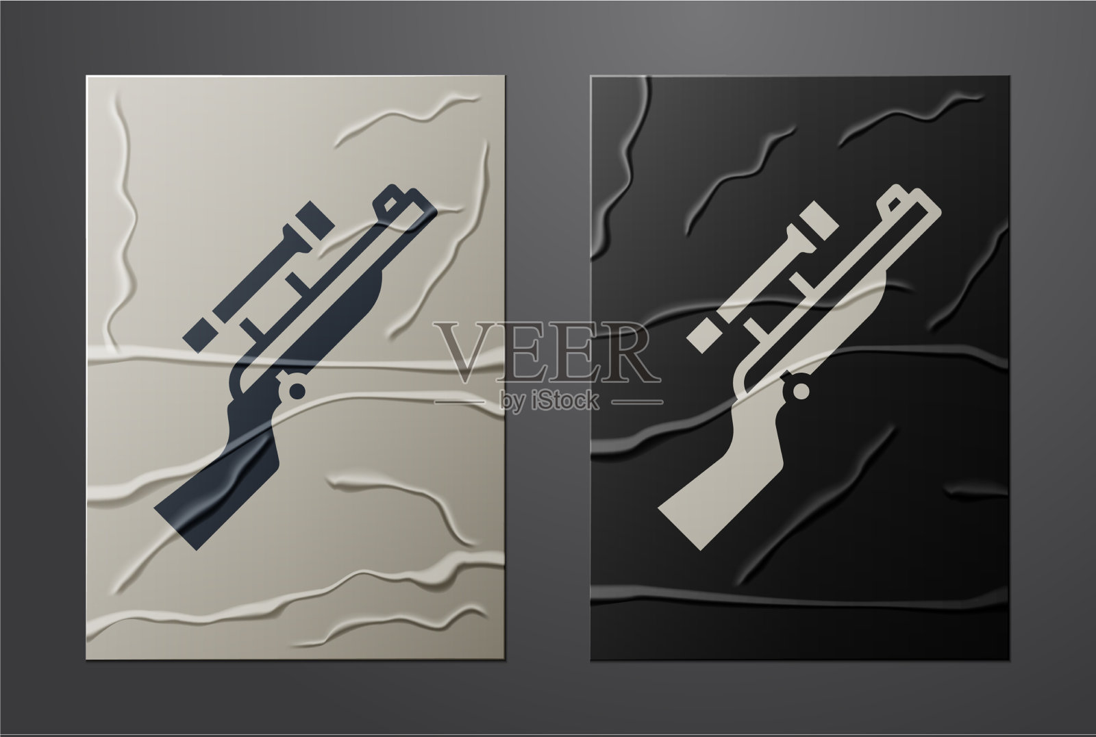 白色狙击步枪，瞄准镜图标被隔离插画图片素材