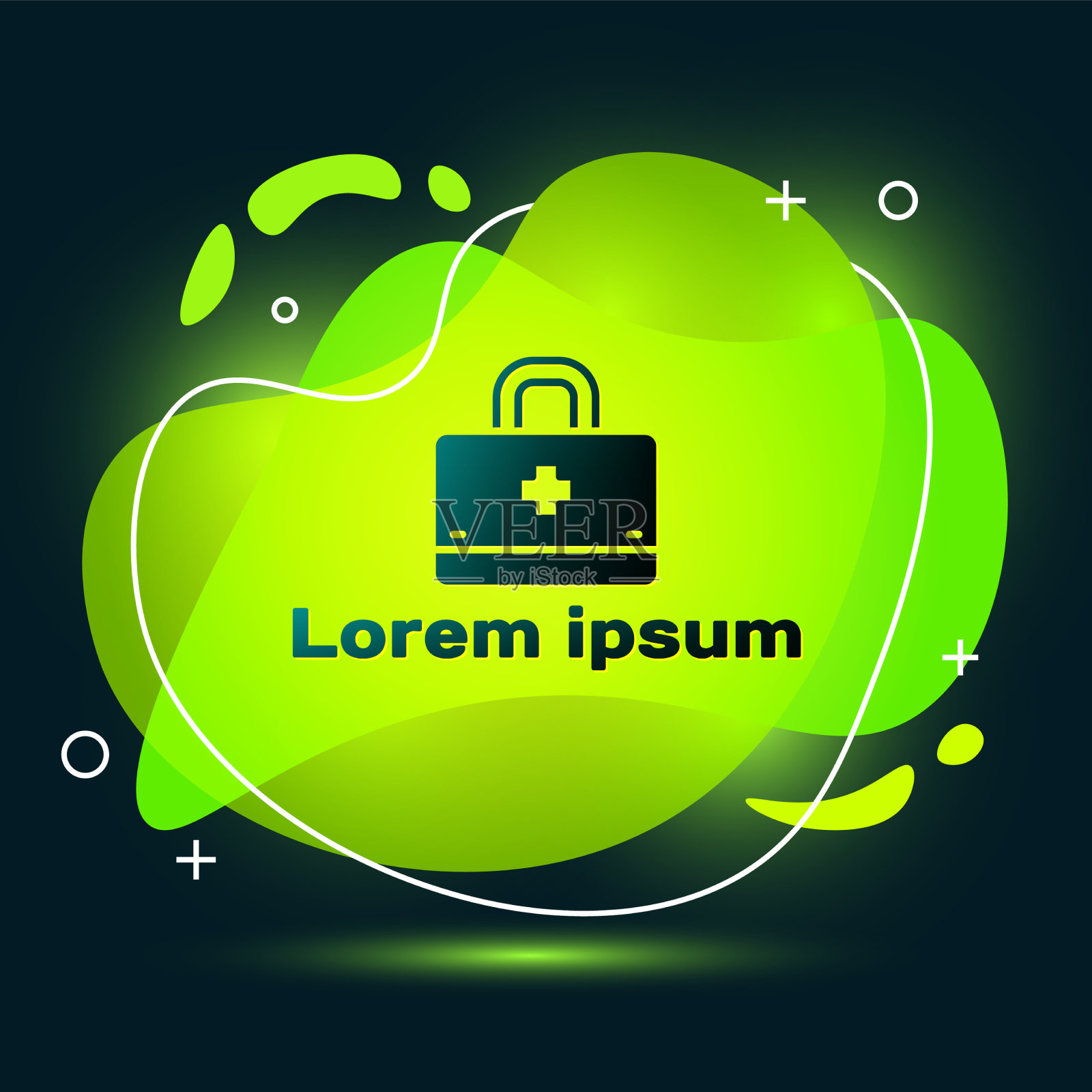 黑色急救箱图标孤立在黑色上插画图片素材