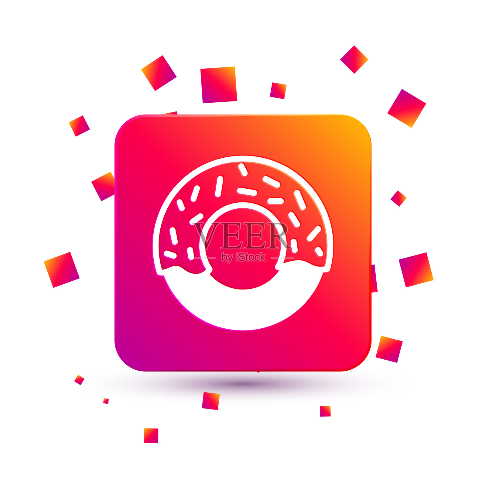 白色甜甜圈与甜釉图标孤立插画图片素材