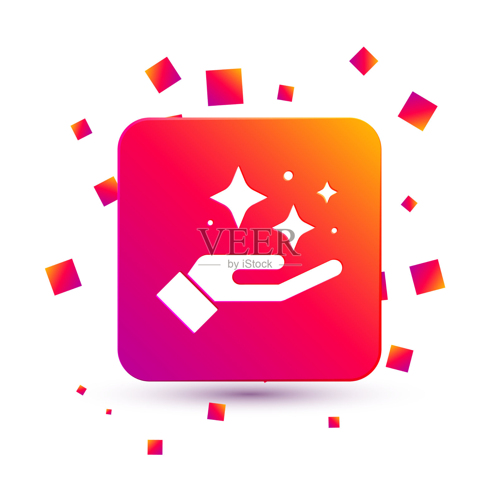 白色火花星星与魔术魔术图标隔离插画图片素材