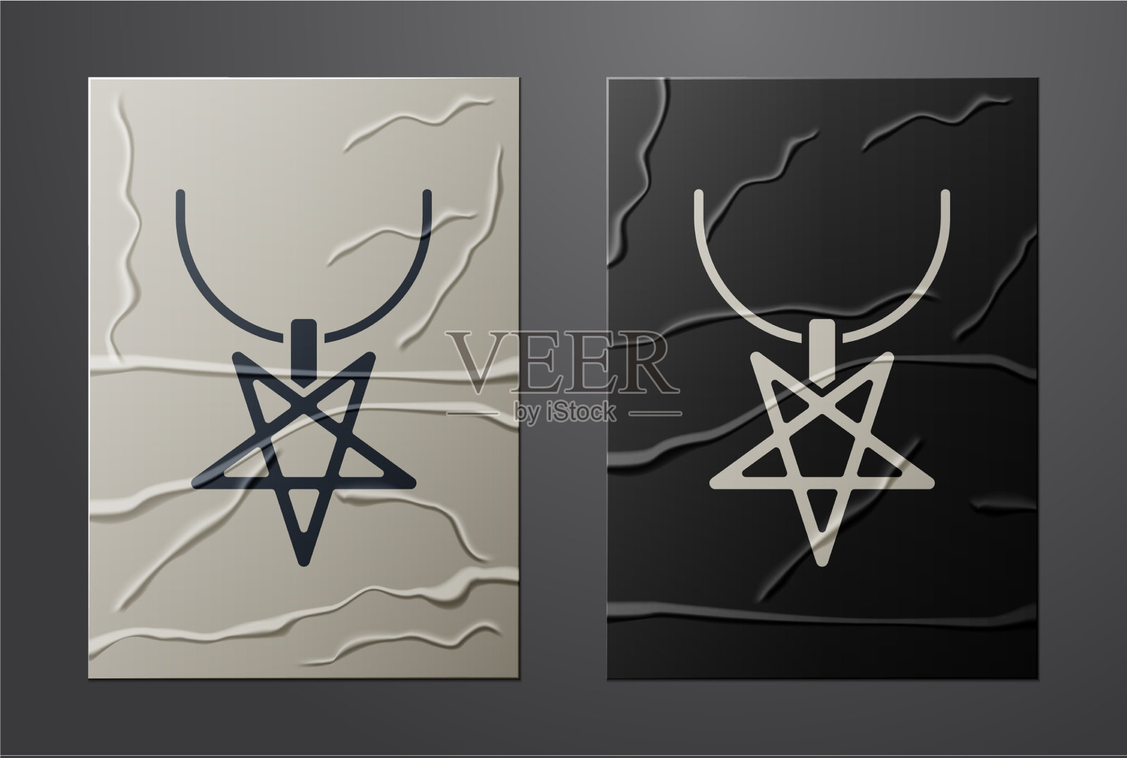 白色五角星项链上孤立的图标插画图片素材