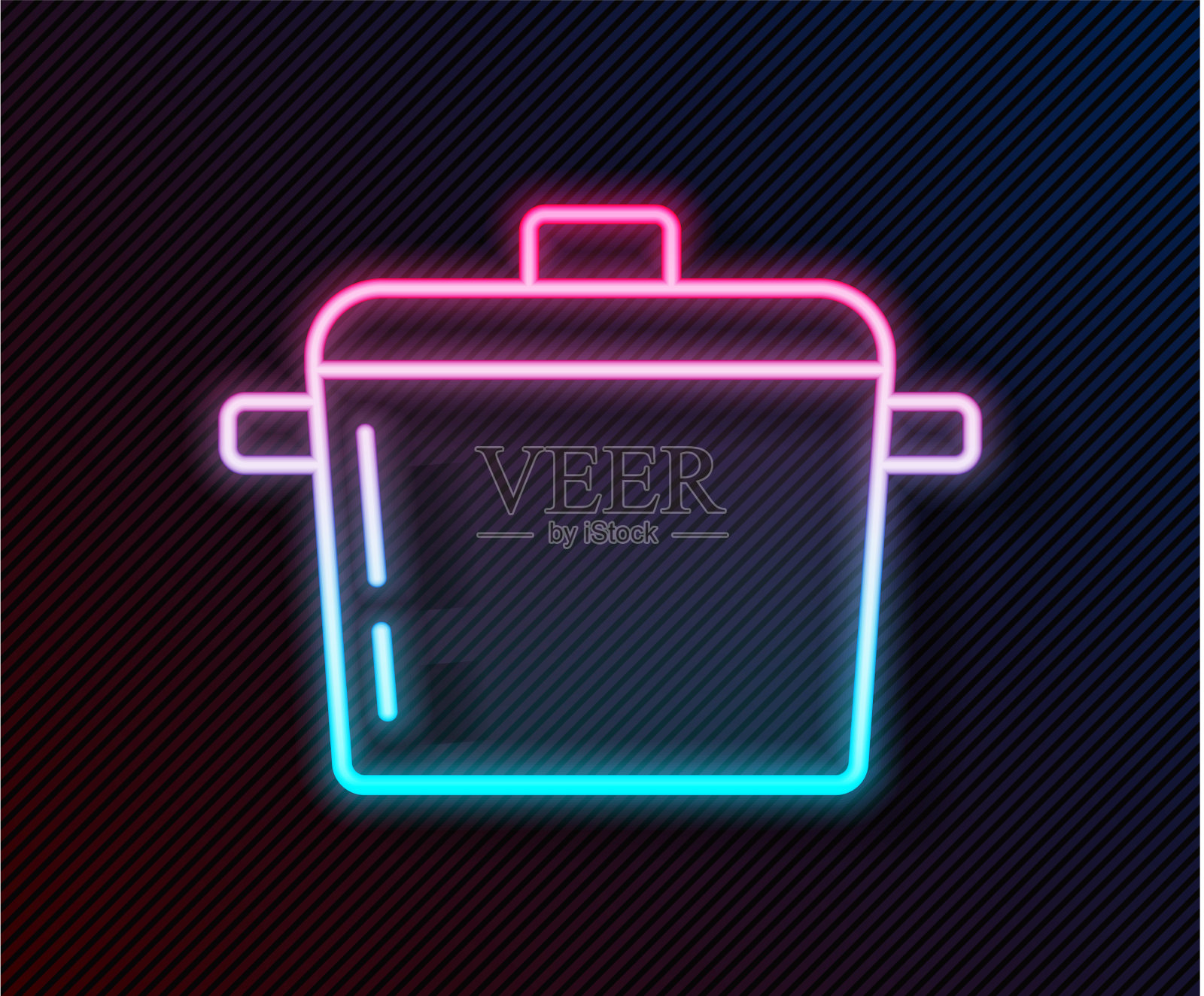 发光的霓虹灯线烹饪锅图标孤立上插画图片素材