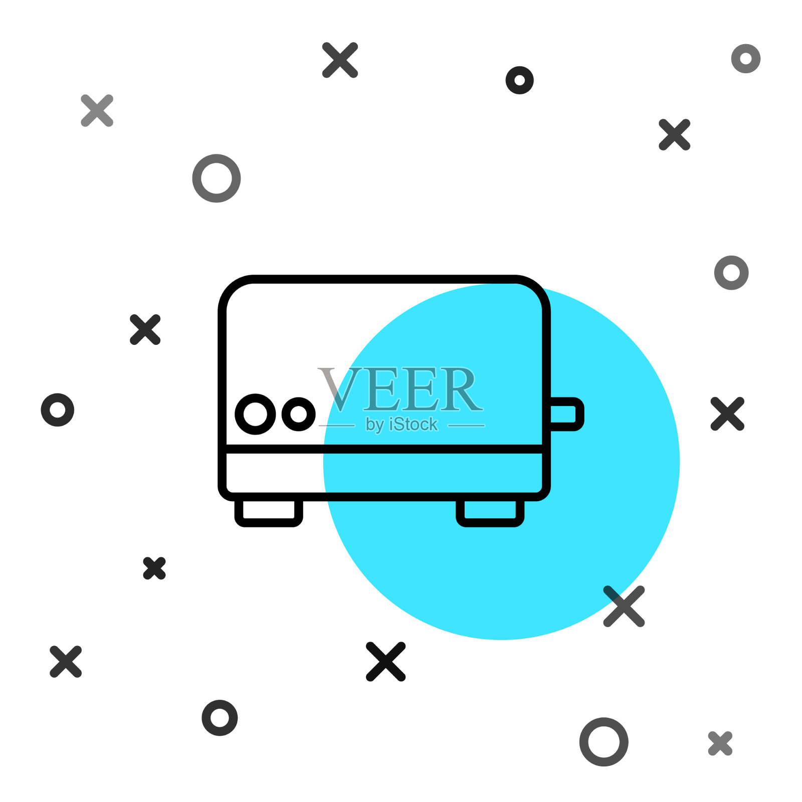 黑线烤面包机图标孤立在白色图标素材