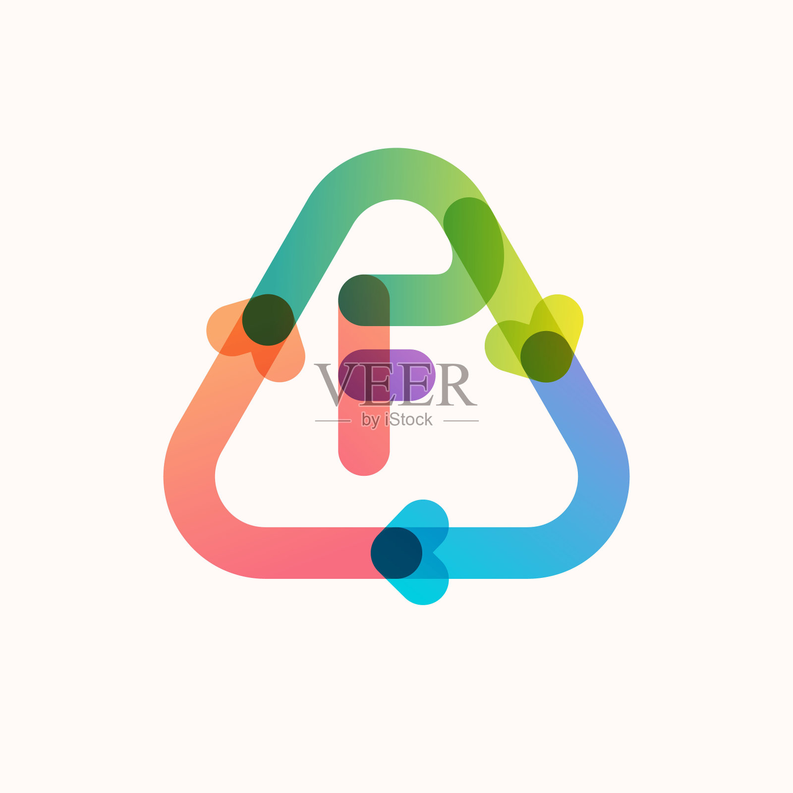 logo内部有字母线三角形的回收符号和箭头。插画图片素材