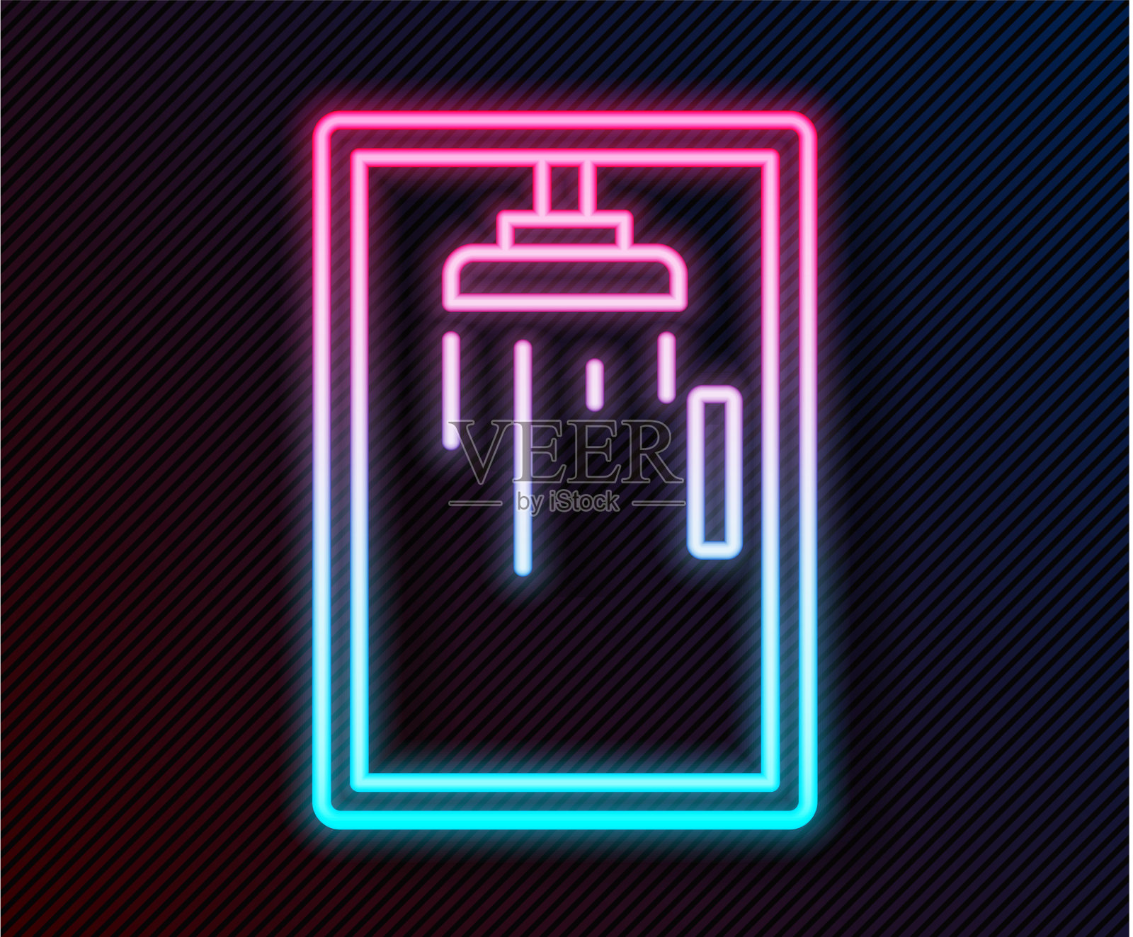 霓虹灯线淋浴房图标孤立插画图片素材