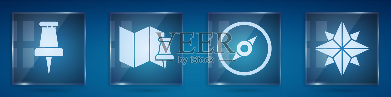 设置图钉折叠地图与图钉指南针图标素材