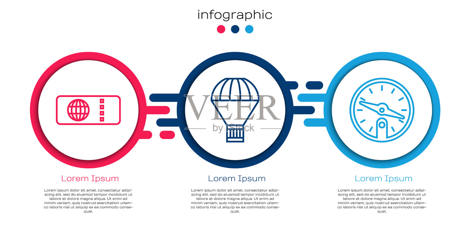 集线飞机票箱在降落伞上飞行插画图片素材