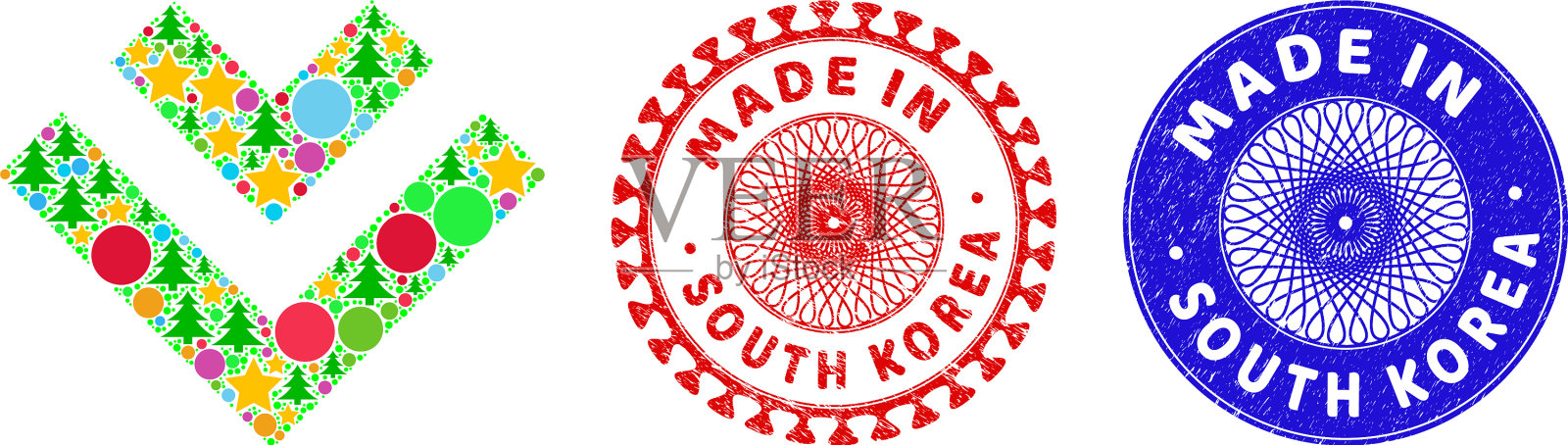 韩国制造的纹理邮票和转移下来插画图片素材