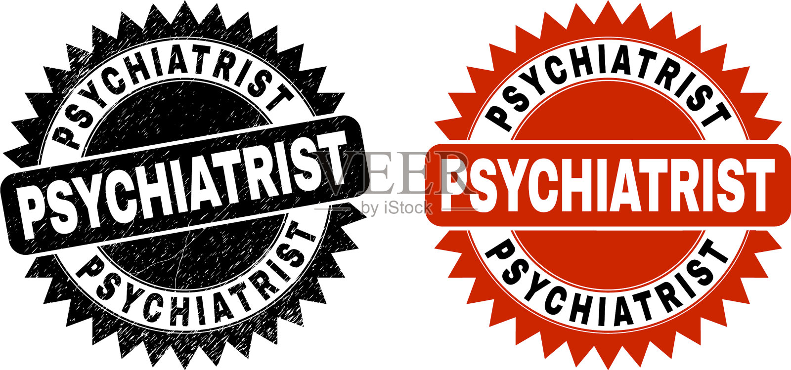 精神病医师黑色玫瑰形密封与橡胶插画图片素材