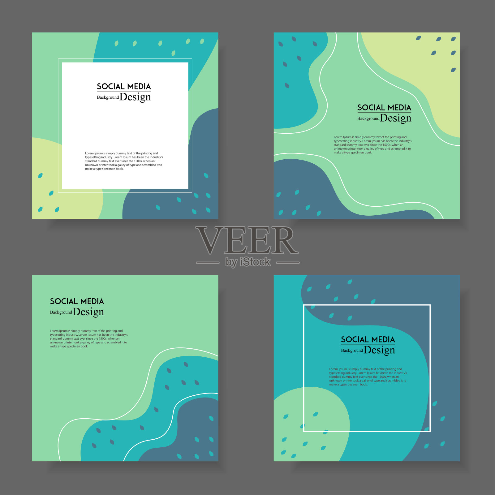 社交媒体帖子抽象波模板设计模板素材