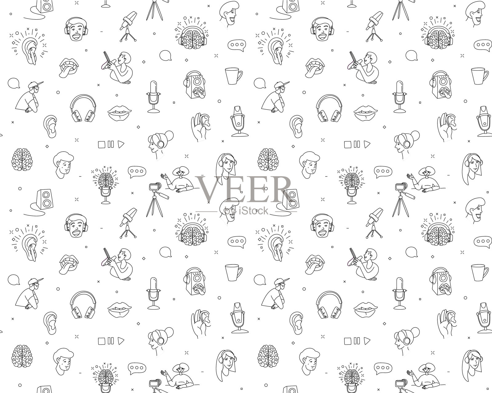 无线主机平面无缝插画图片素材