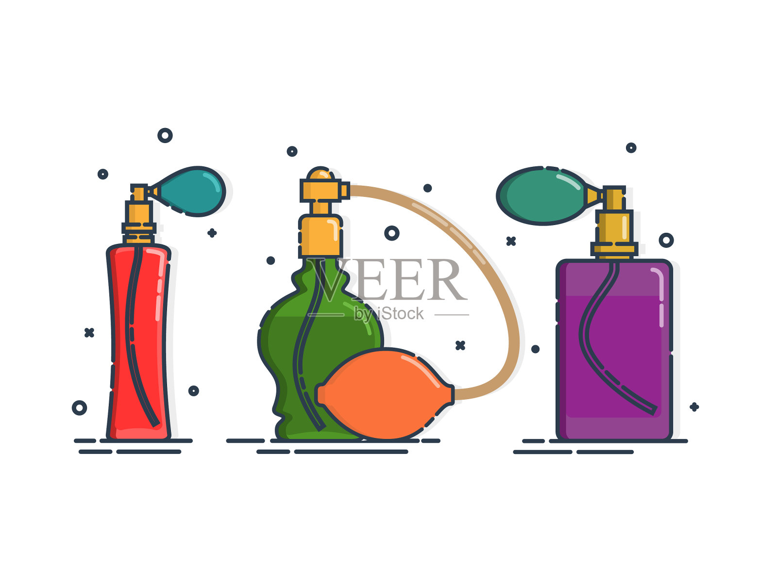 香水瓶孤立的图标上的白色背景插画图片素材