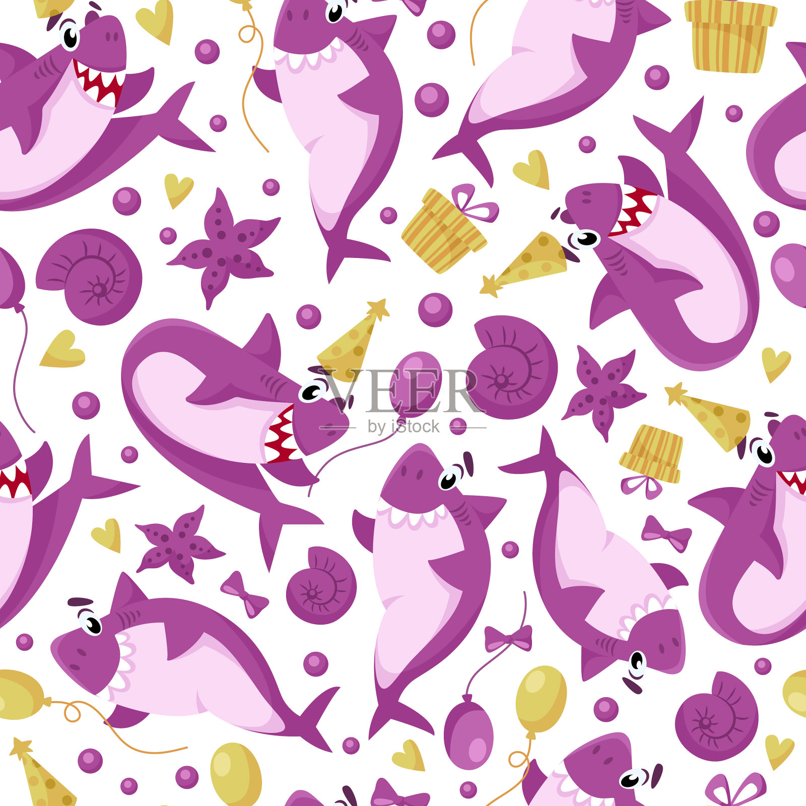 巴沙克生日无缝图案插画图片素材