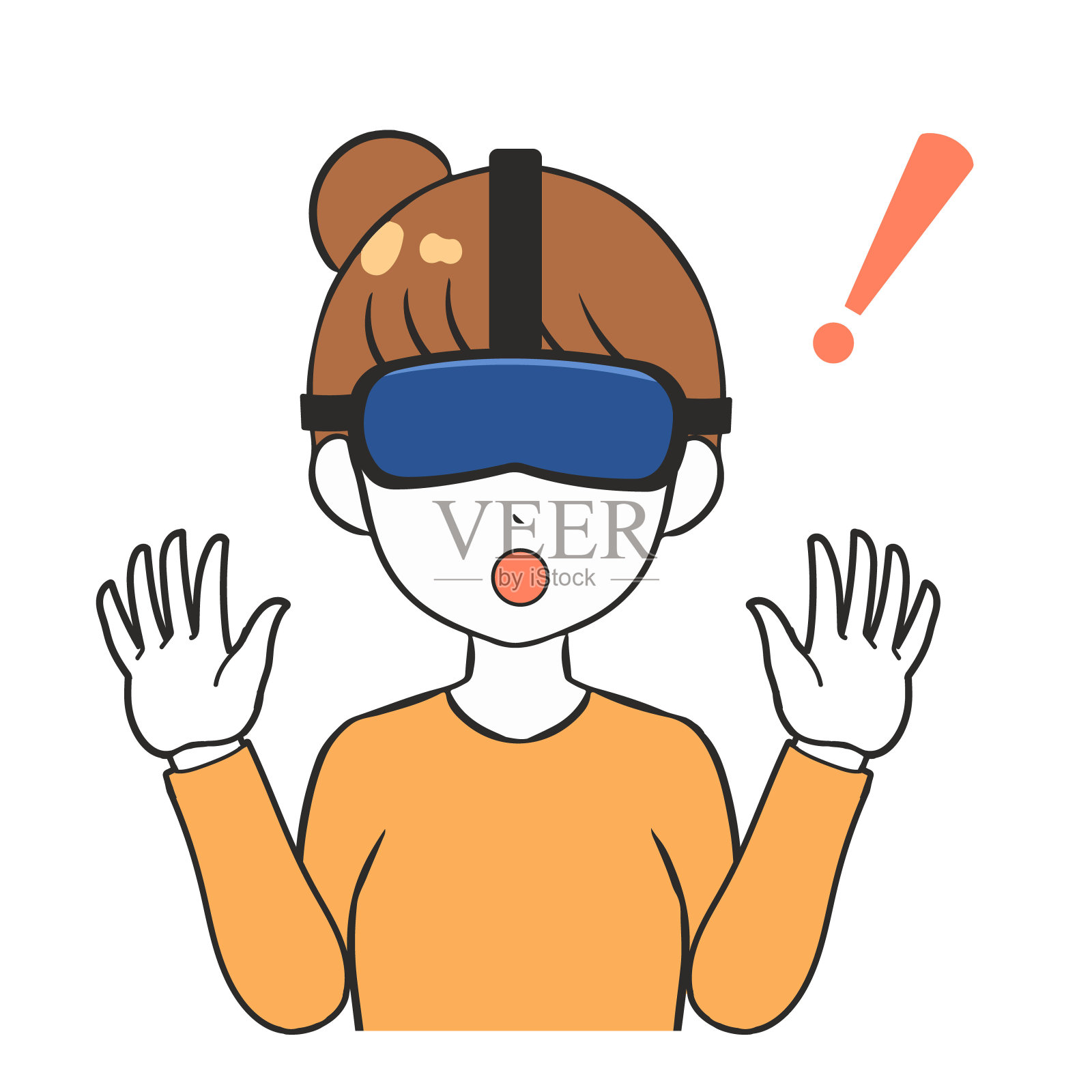 VR惊讶的女人插画图片素材