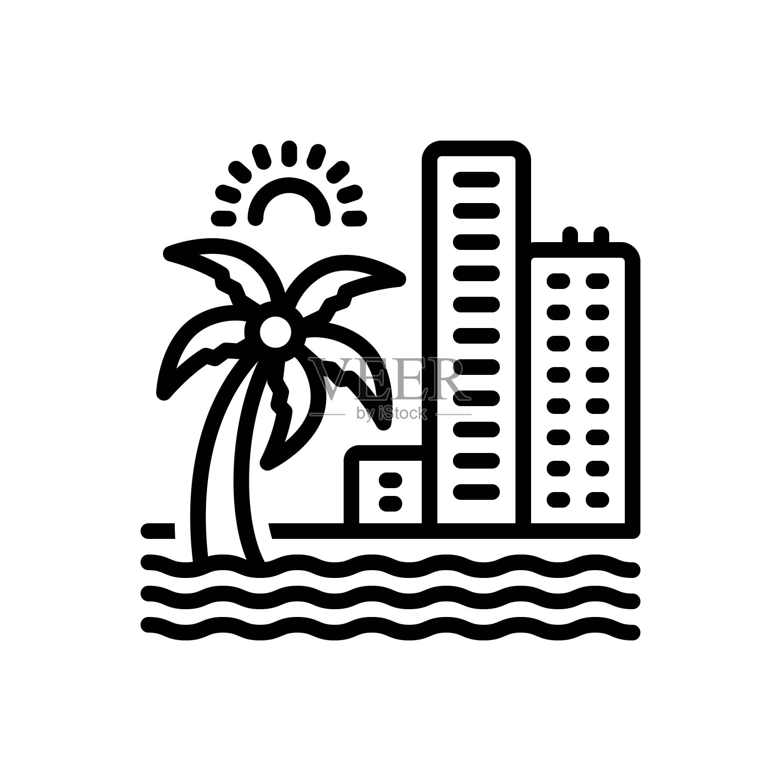 海岸沙滩插画图片素材