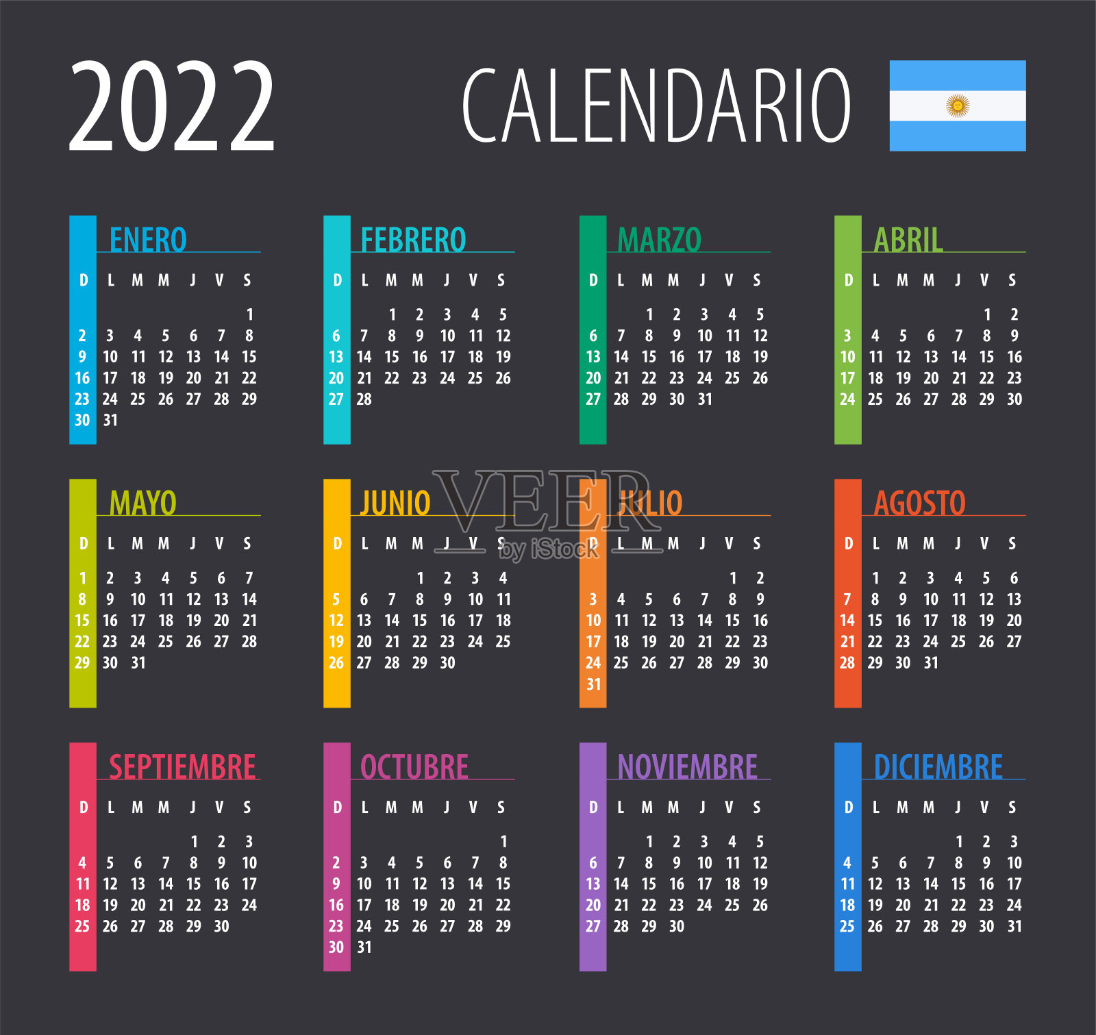 2021年日历-矢量插图。模板。模拟。阿根廷的版本设计模板素材