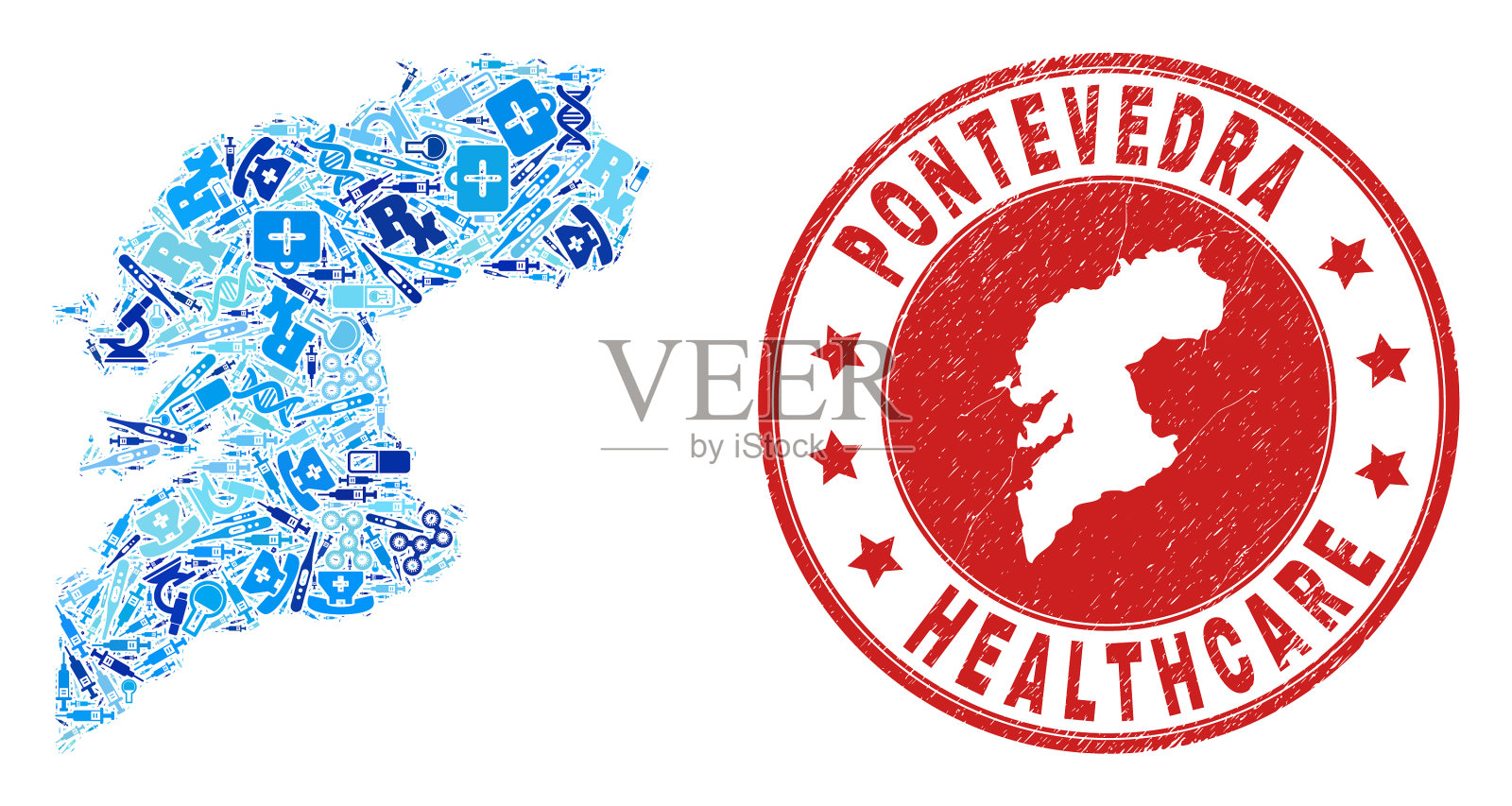 医疗注射马赛克蓬特韦德拉省地图插画图片素材