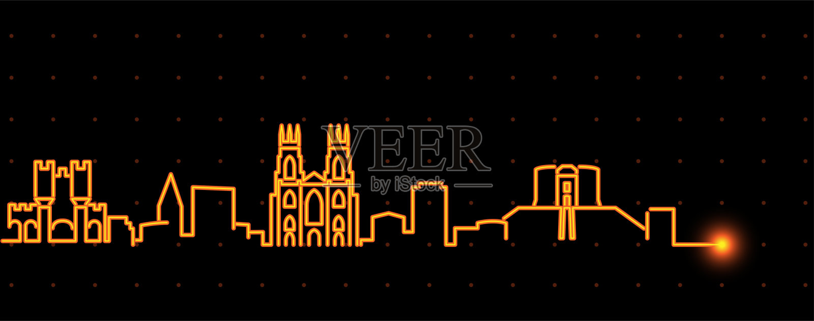 约克轻条纹轮廓线插画图片素材