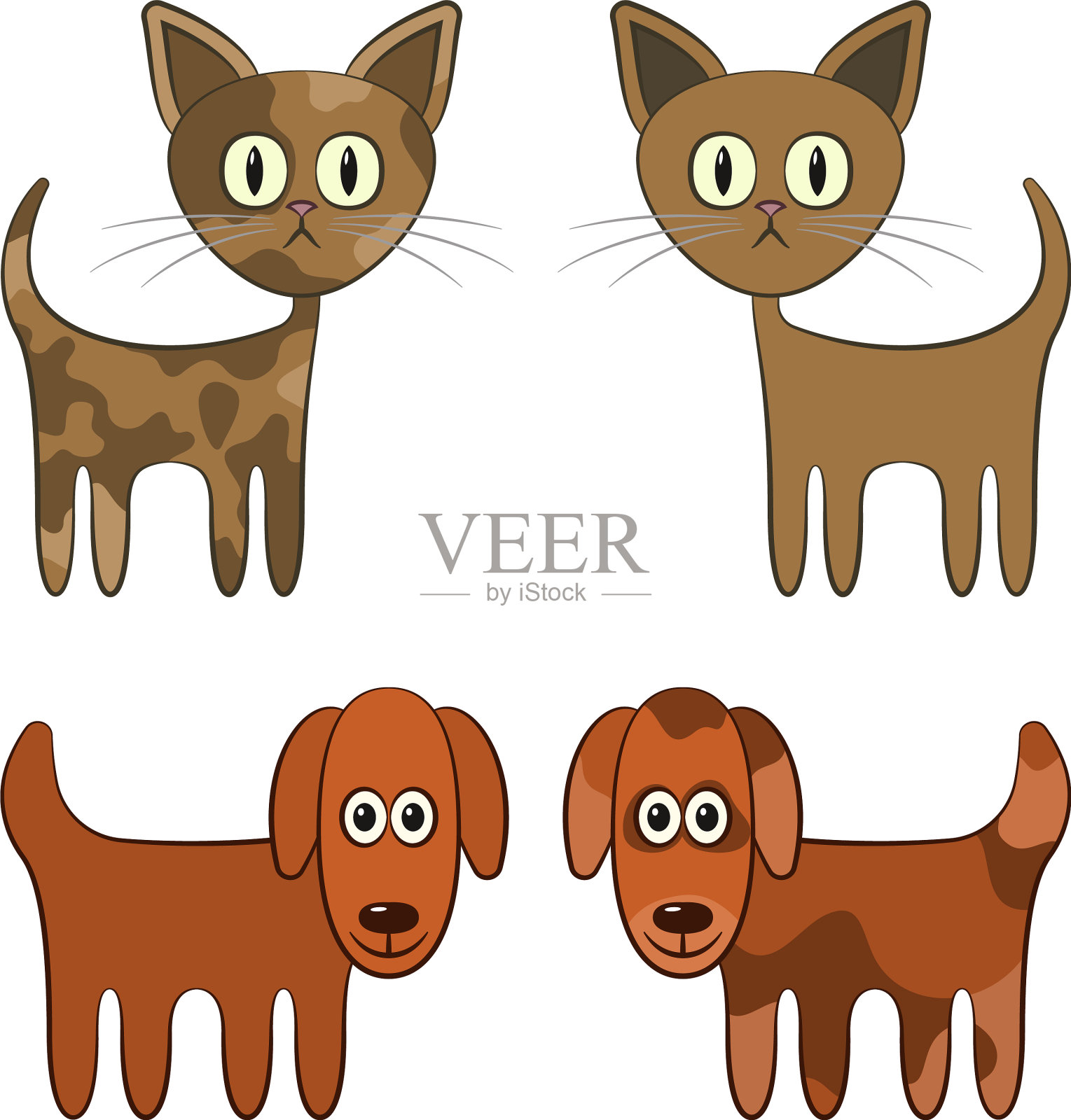 卡通猫和狗插画图片素材